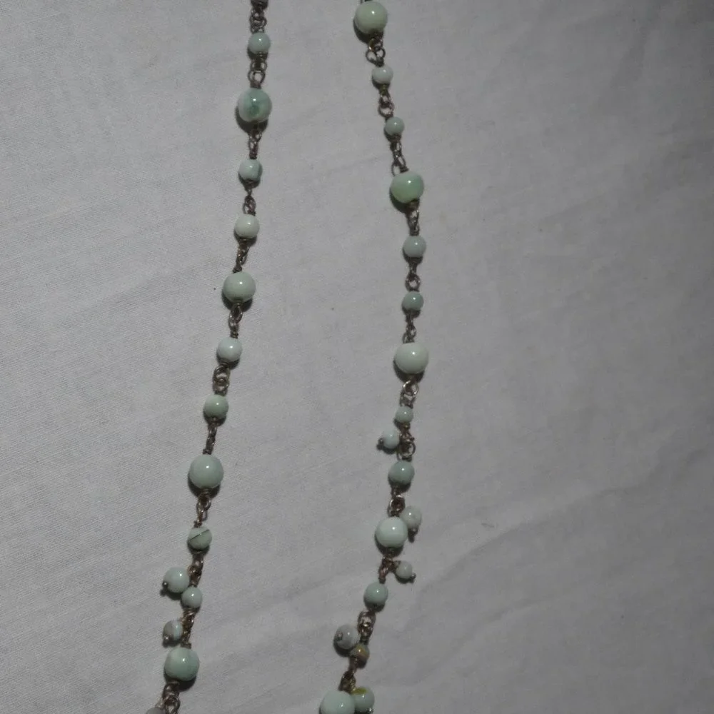 Vintage STERLING & Green‎ Quarts Bobble NECKLACE